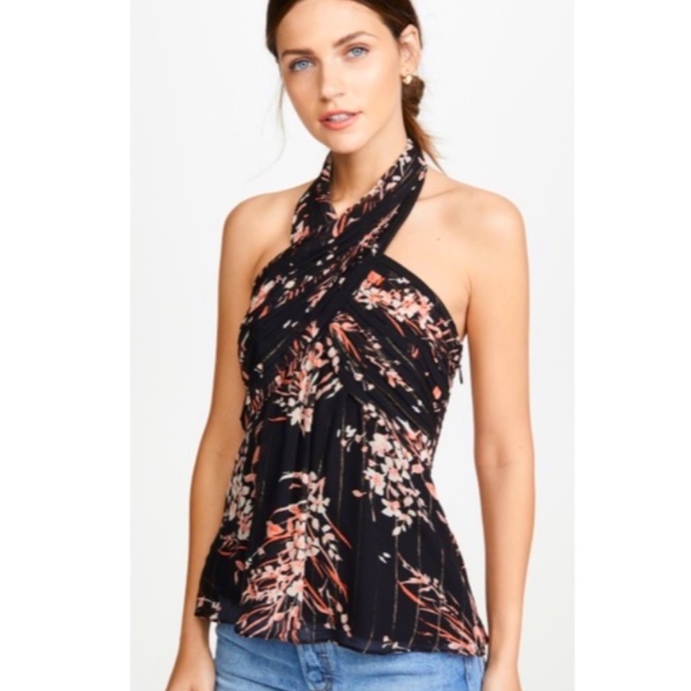 NWT Joie Silk Damien Halter top in the color caviar size 12